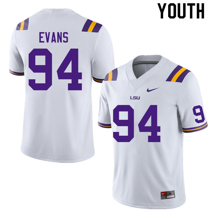 Youth #94 Joseph Evans LSU Tigers College Football Jerseys Sale-White